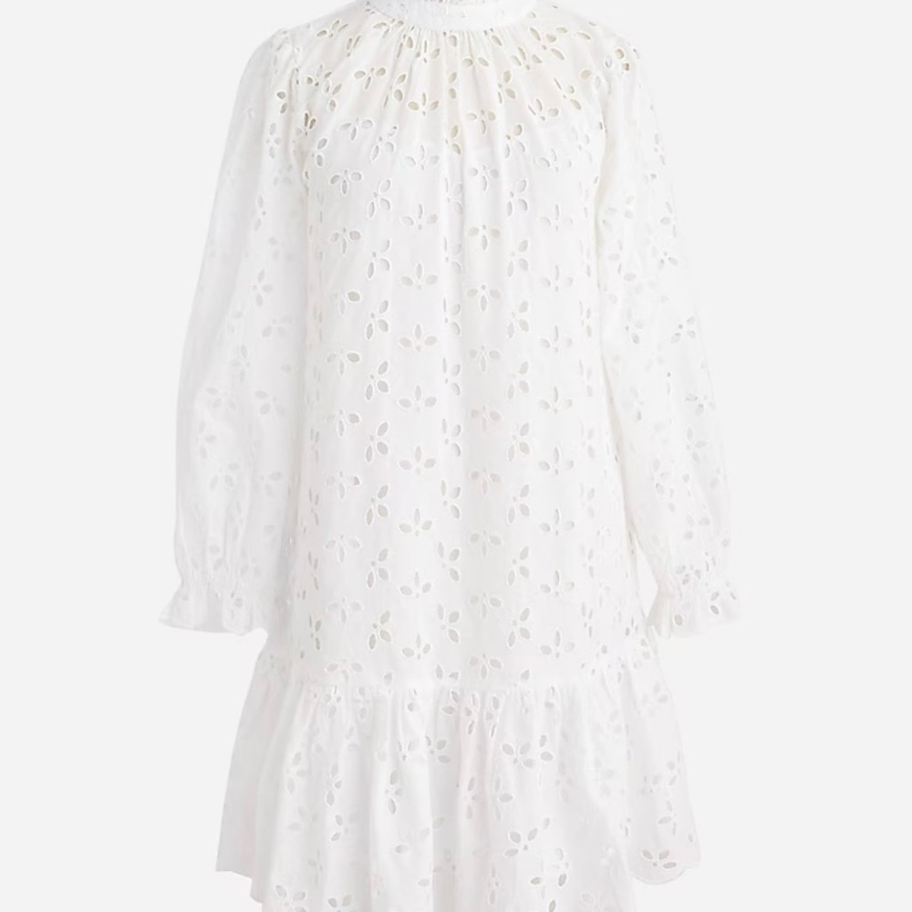 J.Crew Ruffle Neck Mini Dress in Eyelet